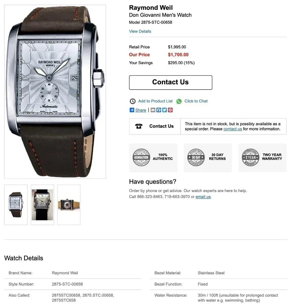 [Vintage & Rare] Raymond Weil "Don Giovanni" Collection - Sapphire Watch - Picture 10 of 11